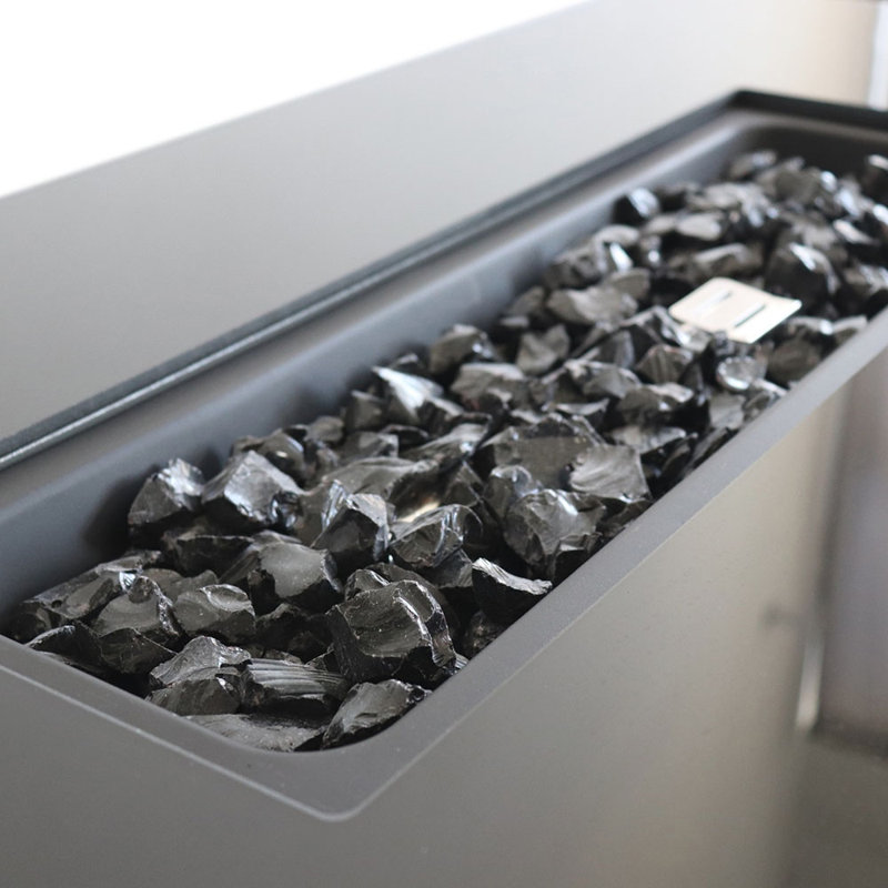 Table de foyer d'extérieur en acier avec couvercle, Gris foncé