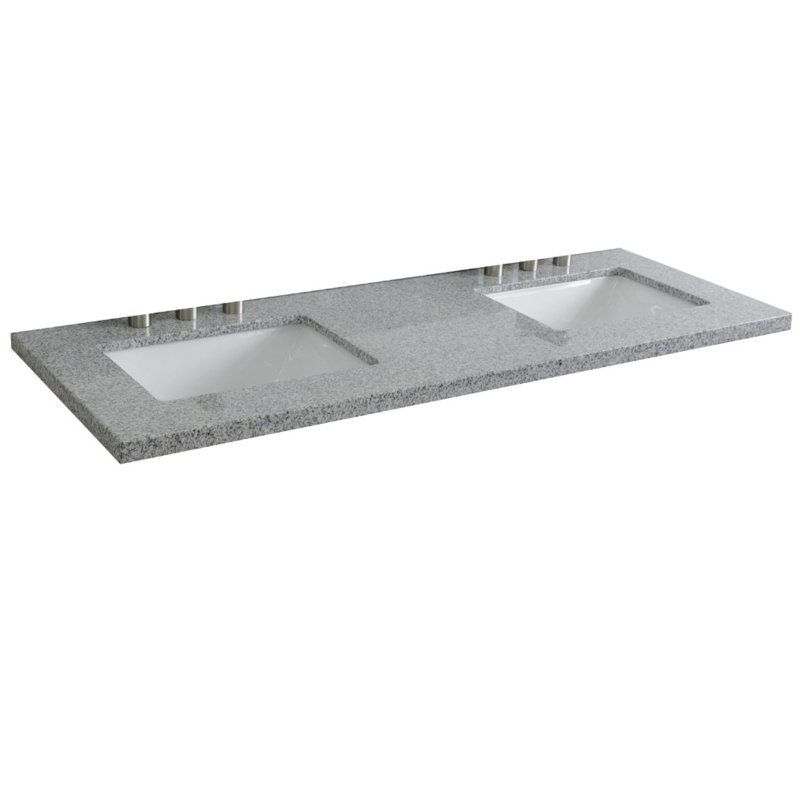 Plateau de meuble-lavabo double 61 "avec lavabo, Granite