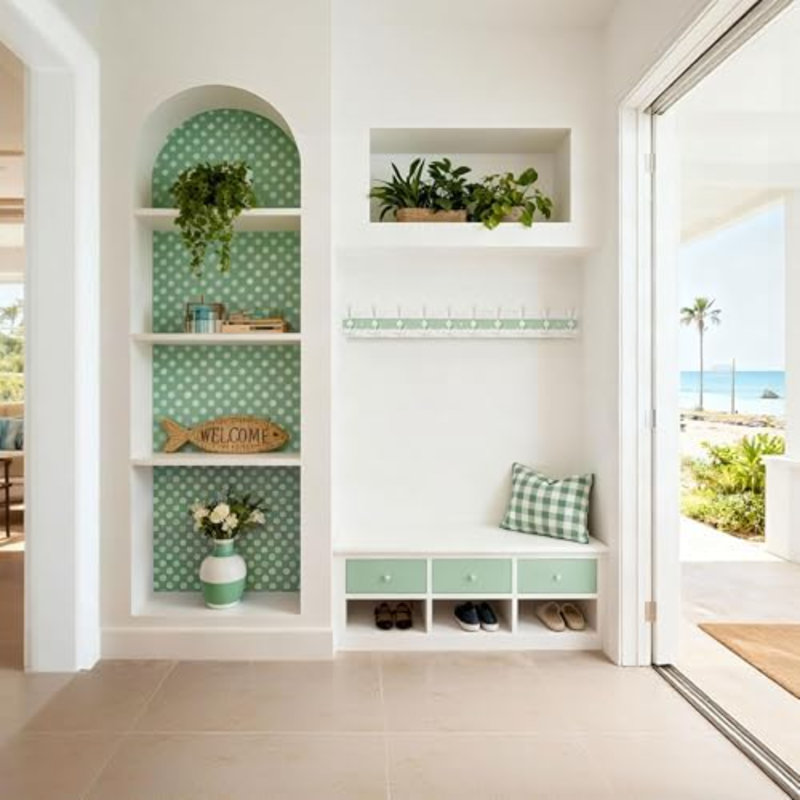 Portemanteaux mural Coastal, White/Green