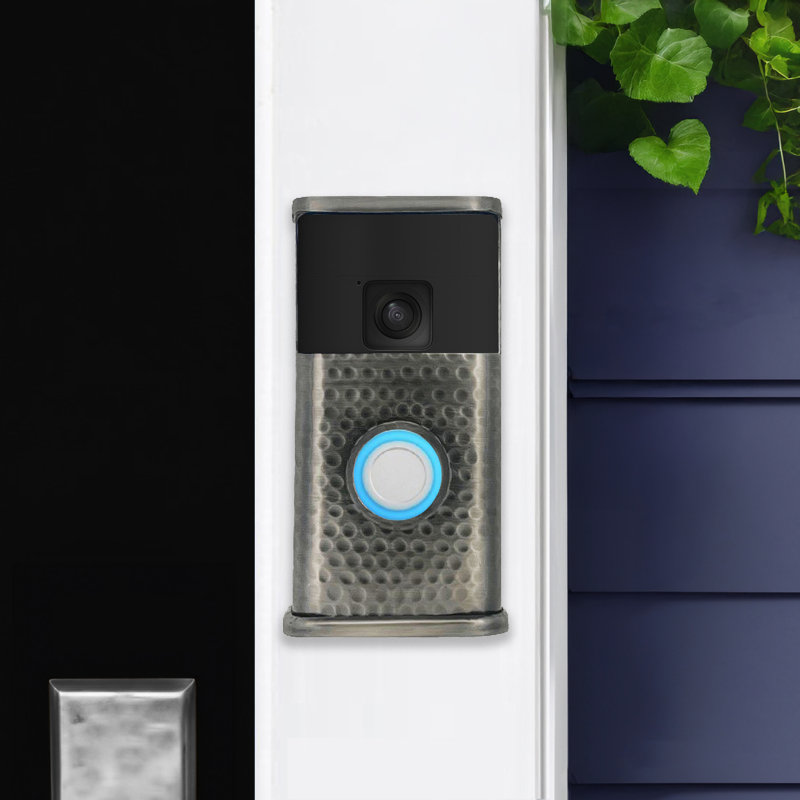 Couvre-sonnette martelé pour vidéo - compatible avec les sonnettes à anneau (version 2024), Étain antique