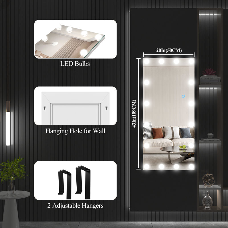 Charleyne Metal Rectangle Floor Mirror, White