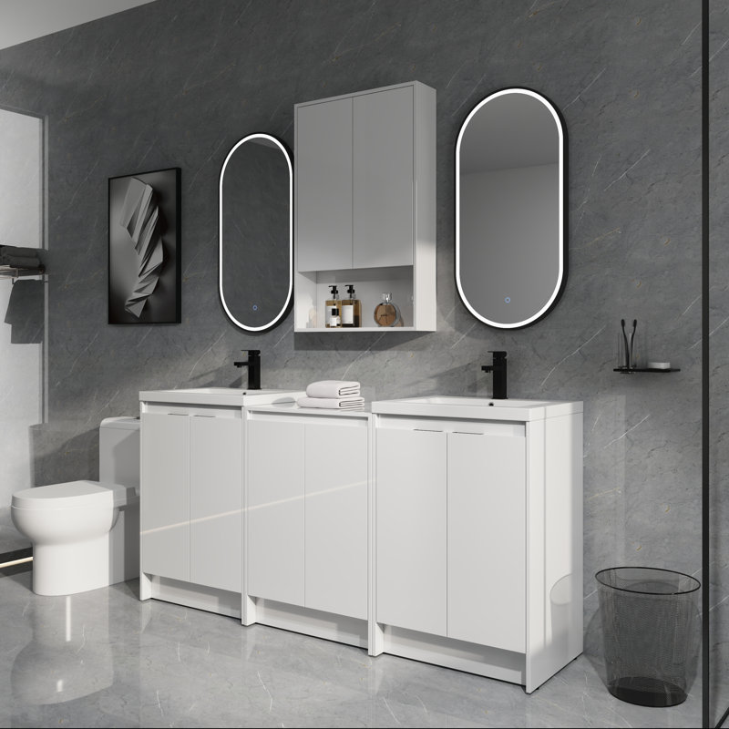 Ensemble de meuble-lavabo double 72 po avec armoire murale 72 po