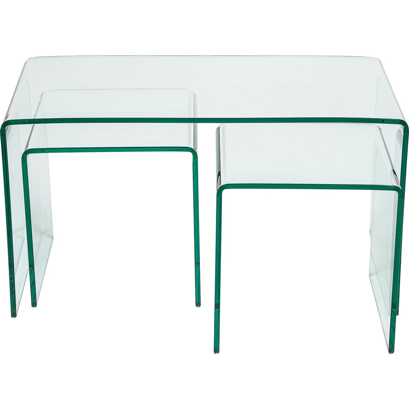 Herta 3 - Piece Glass Top Living Room Table Set, Clear