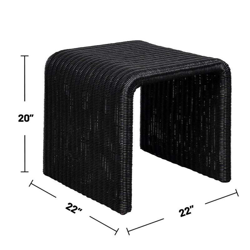 Table de bout carrée en rotin tissé
