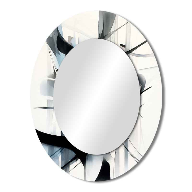 Abstract Neutral XII - Modern Oval Wall Mirror, 43" x 33"