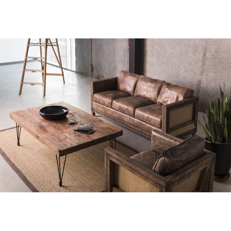 Sherly 72" Genuine Leather Square Arm Sofa