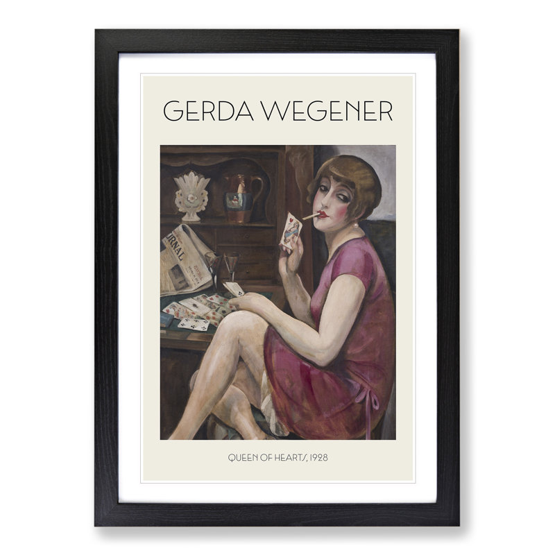 Queen of Hearts Print by Gerda Wegener - Picture Frame Painting, Black Framed, 65cm H x 48cm W x 2cm D