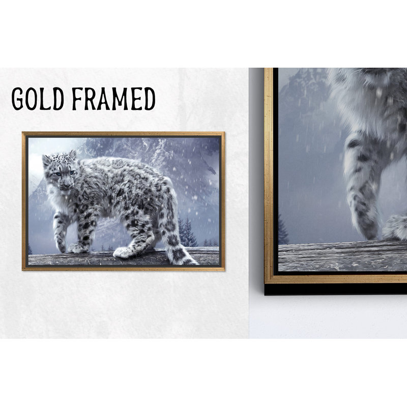 Impression sur toile léopard des neiges: décoration murale animaux d'hiver, 1P, 39,4 po H x 63,1 po l