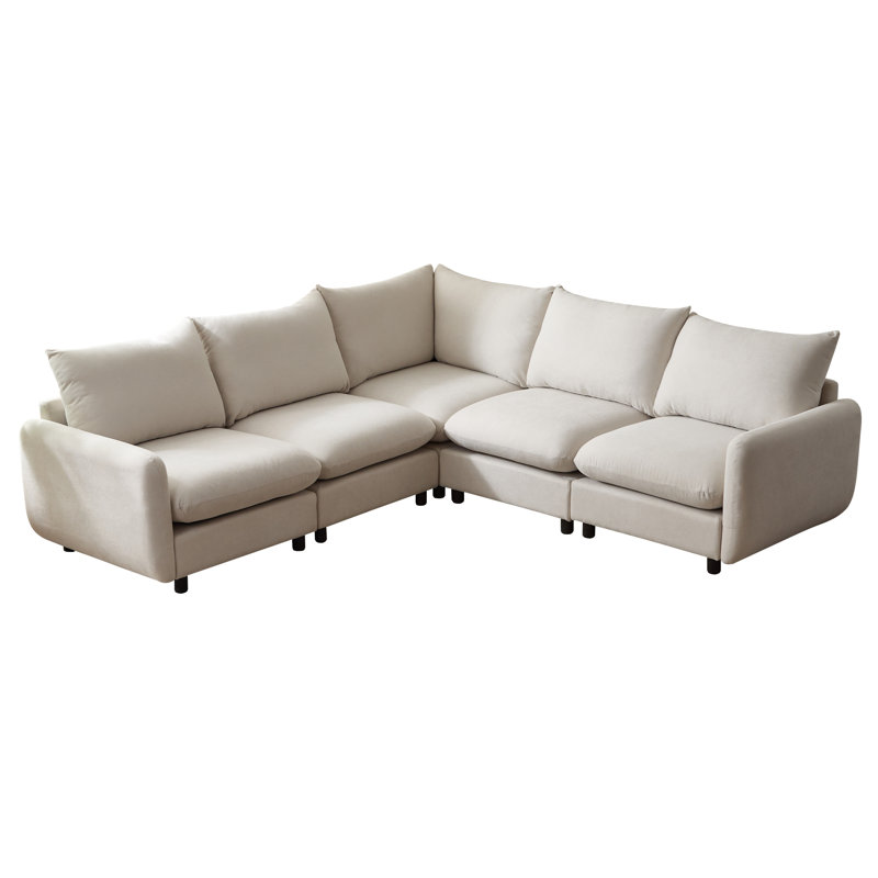 Ryder Modular Sectional Sofa, 34" H x 99.5" W x 99.5" D, White Polyester Blend
