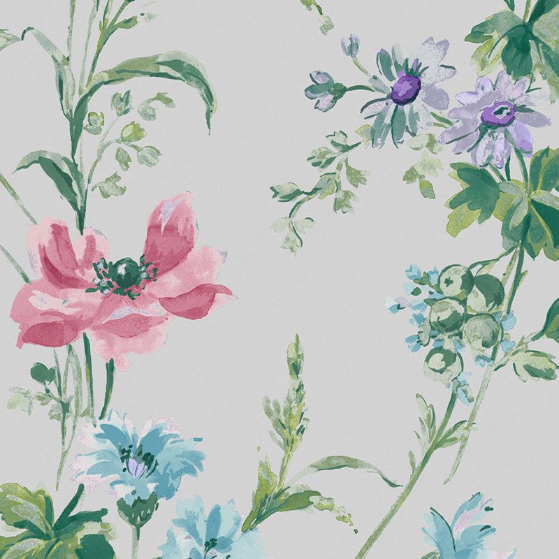 Laura Ashley - Papier peint Poppy Meadow Pale, Mauve