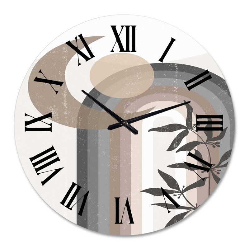 Abstrait soleil et lune en gris et bleu - horloge murale moderne, Grand