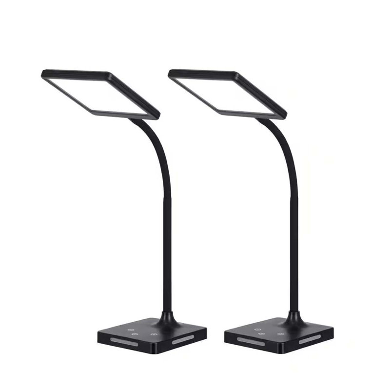 Ensemble de 2 lampes de bureau à DEL à charge haute de 21 po Ebern Designs, finition noire avec interrupteur tactile