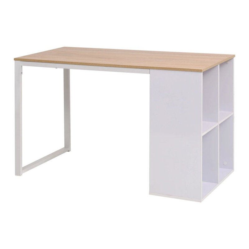 Staton Metal Base Writing Desk, Brown/White