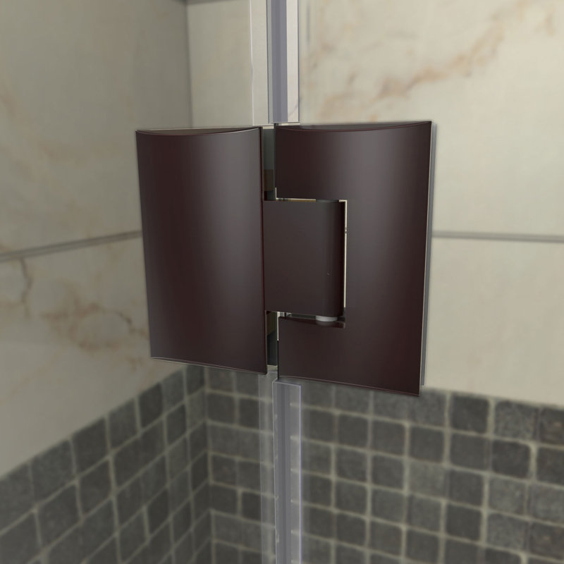 DreamLine Unidoor-X 46 - l 46,5 po x H 72 po sans cadre porte de douche en bronze huilé, Réversible, Bronze frotté à l'huile