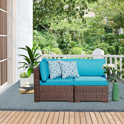 Queridas 55.1'' Wide Straight Wicker Patio Sofa with Cushions
