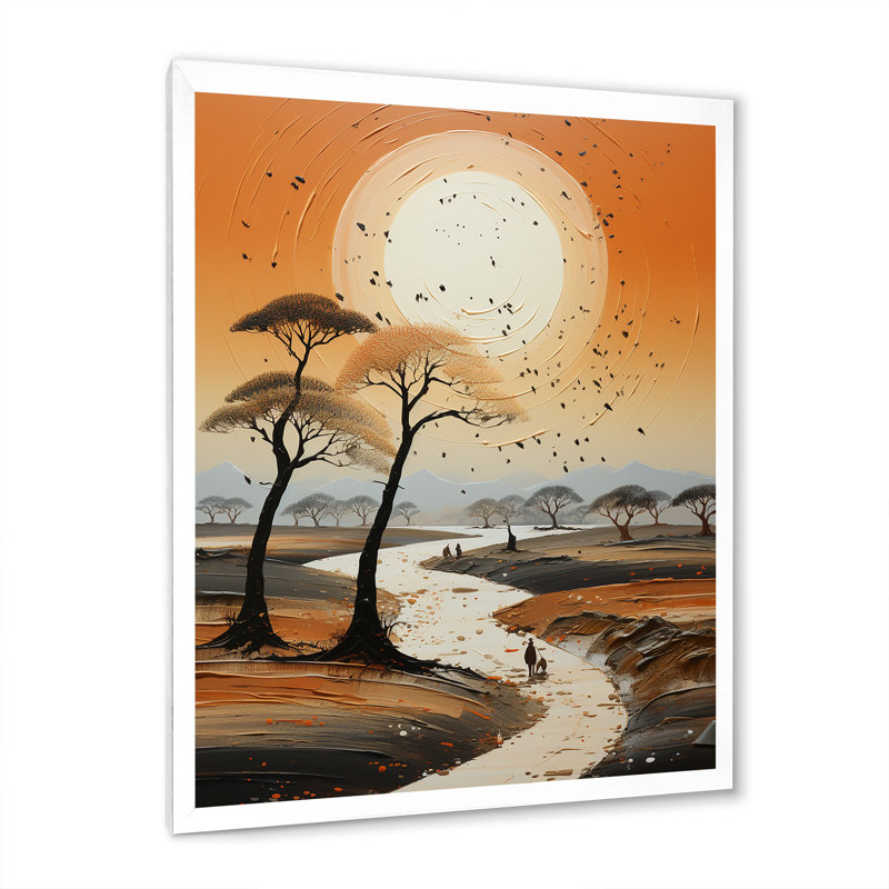 " Baobab Tree Surreal Scene III ", Natural Floater Framed, 32" H x 24" W