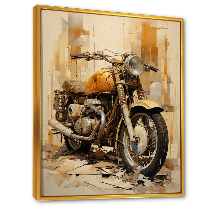 Minimalisme moto III, H 44 po x l 34 po x P 1,5 po, Cadre flottant doré