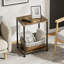 Set Of 2 End Tables Or Nightstands With Open Shelves, Minimalist Design For Small Spaces, Sturdy Metal Frame And Wood Top, Adjustable Feet For Stability