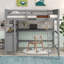Lit mezzanine double avec tiroirs et bureau, lit mezzanine en bois avec tablettes - Gris