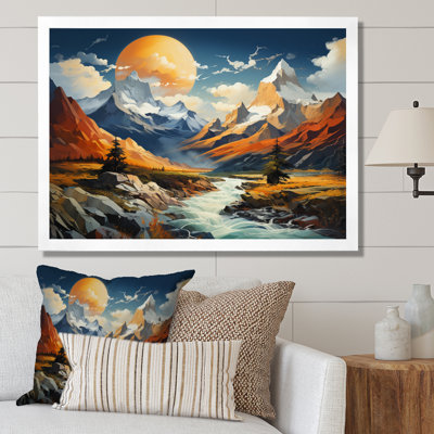 Bhateri Yellow Teal Mountains Majestic Peaks Collage II, reproduction d'art sur toile
