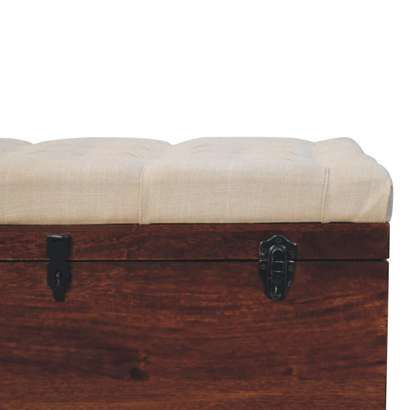 California Walnut and White Linen Storage Trunk