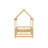 Twin Size House Floor Wooden Bed With Roof Frame,Safety Guardrails,Natural-486366806-486366805