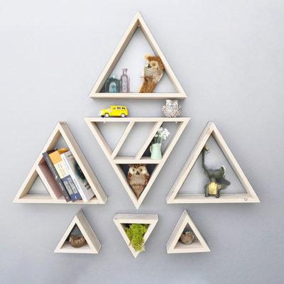 11 Piece Triangle Solid Wood Floating Shelf