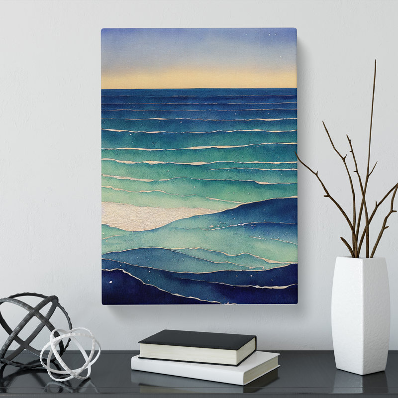 Watercolour Seascape Vol.6 - Wrapped Canvas, 50cm H x 35cm W x 3cm D