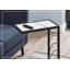 Table d'appoint, en forme de C, bout, côté, collation, salon, chambre à coucher, stratifié aspect marbre blanc, métal noir, contemporain, moderne
