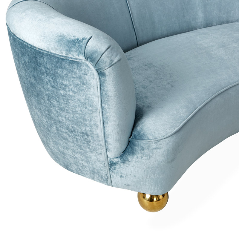 Parker Curved Sofa - Ball feet, Brussels Powder Blue Velvet