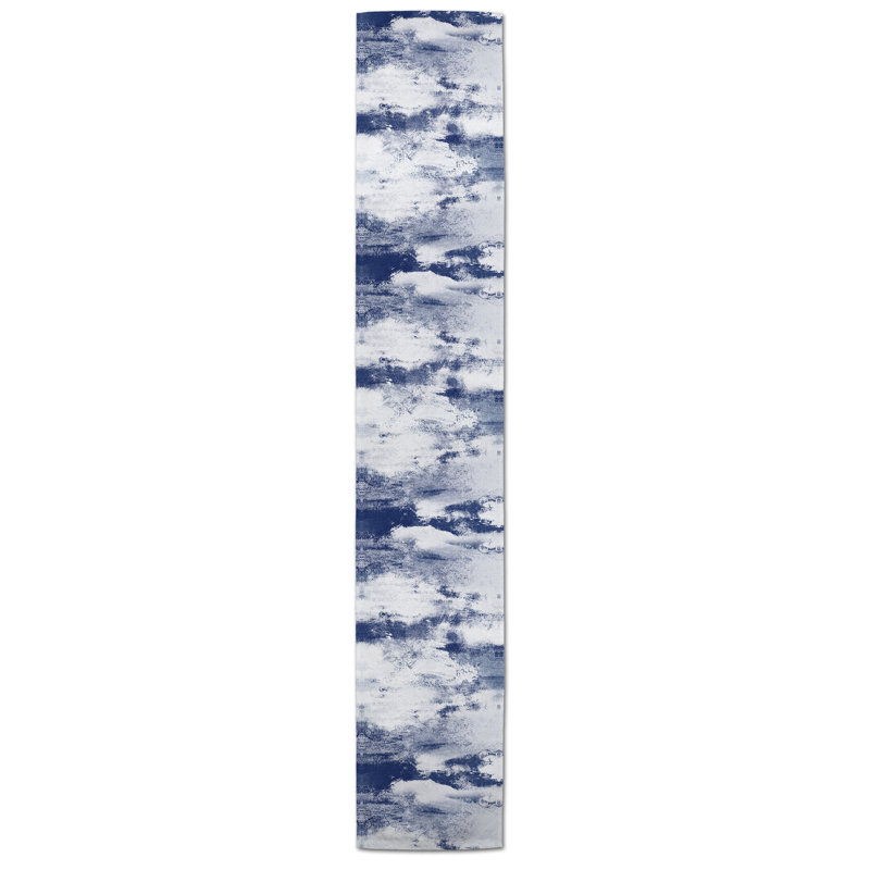 Harriss Abstract Table Runner, Blue, 90" x 16"