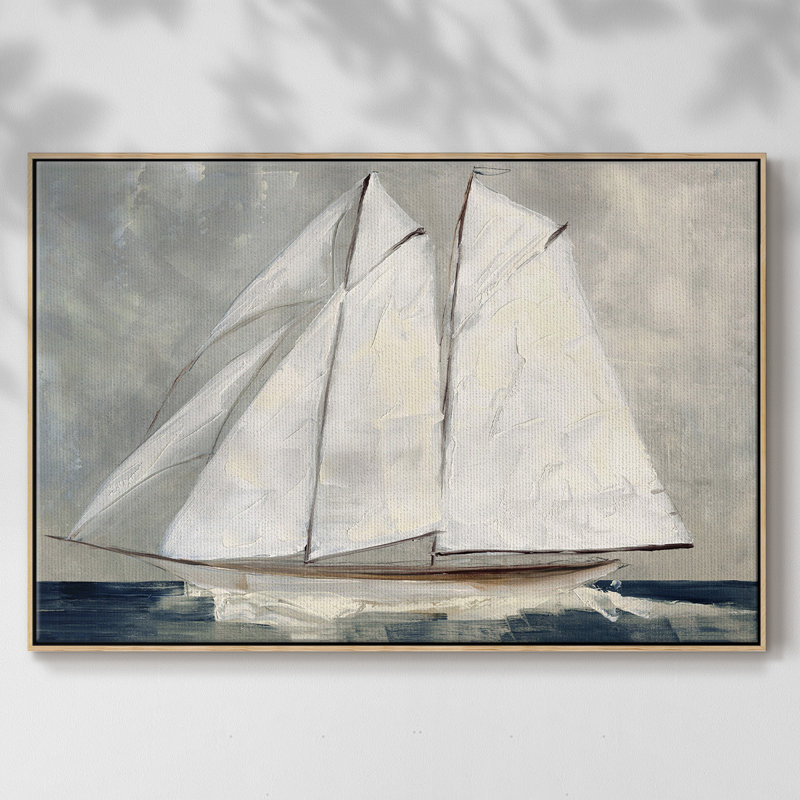 «Réglage de voile», reproduction sur toile, H 27 po x l 41 po x P 2 po, Bois naturel