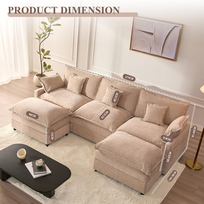 3 Seater Sofa, Chenille, Flat White