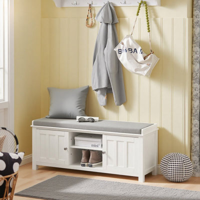 Peterson Modern Design Storage Bench with 2 Doors and Seat Cushion