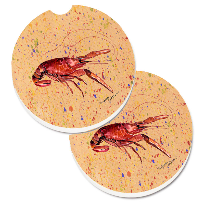 Ceramic Round 2 Piece Car Coaster Set, Yellow