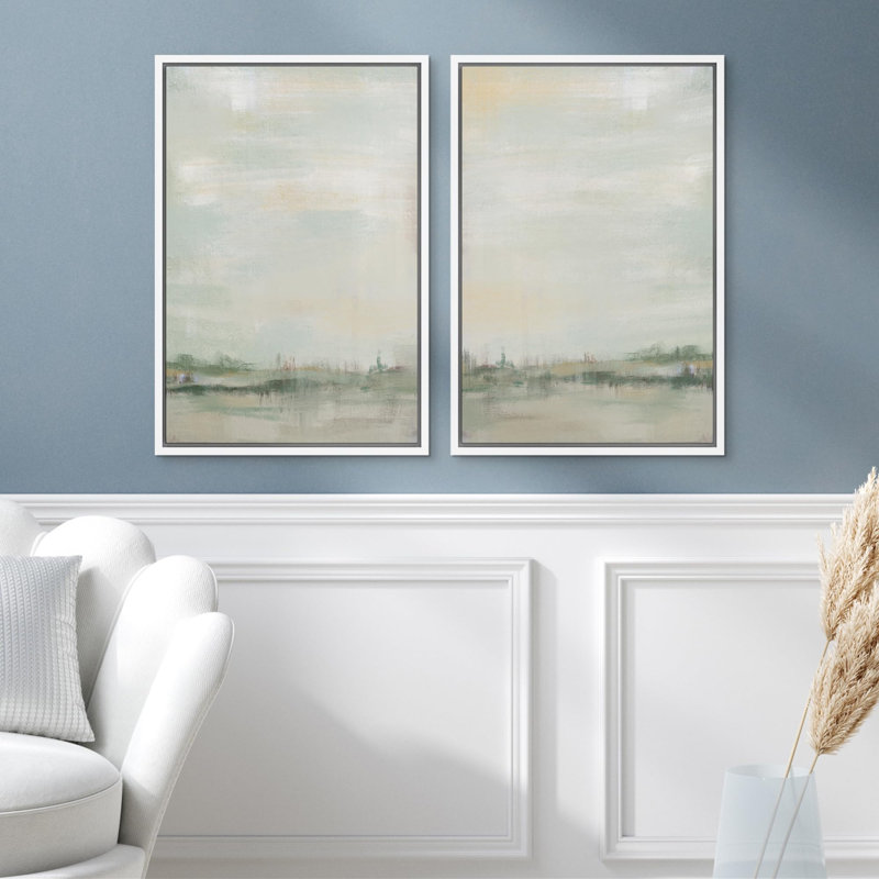 Paysage abstrait, nature sauvage, rustique, art moderne, ferme, décoration murale, œuvre d'art, paysage, 2 pièces, Blanc