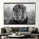 Faune, art mural avec lion majestueux, reproduction d'art sur toile de style loft