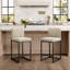 Tabouret de comptoir de cuisine moderne 24 po avec base de traîneau en métal noir et similicuir noir (ensemble de 2)-600354217-598637964-598470249