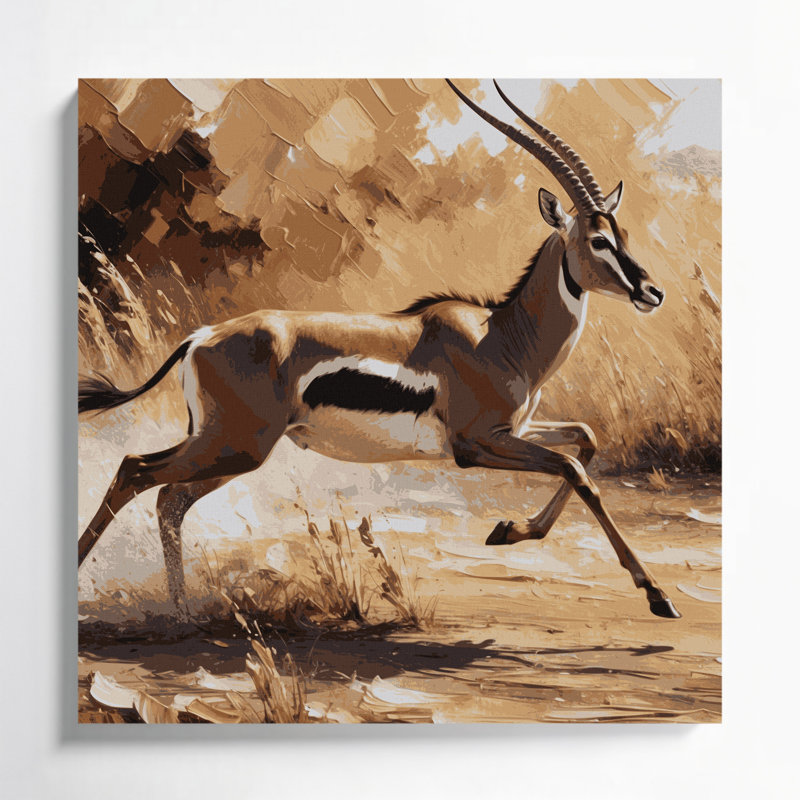 Faune, art mural sur toile brun, H 32 po x l 32 po