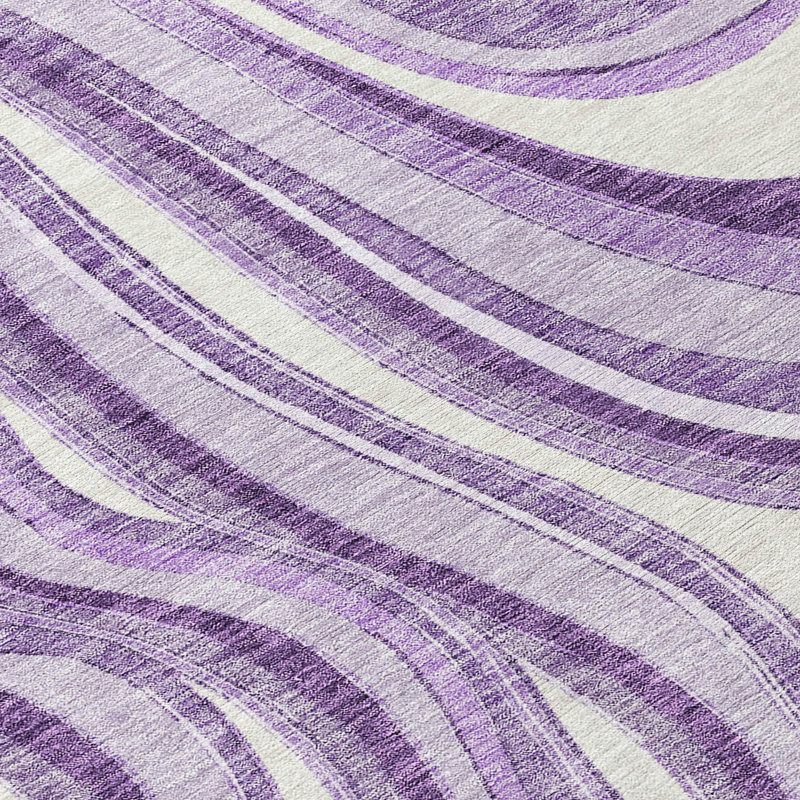 Tapis lavande intérieur / extérieur en polyester tissé à la machine Lamanna, Rectangle 8 pi x 10 pi