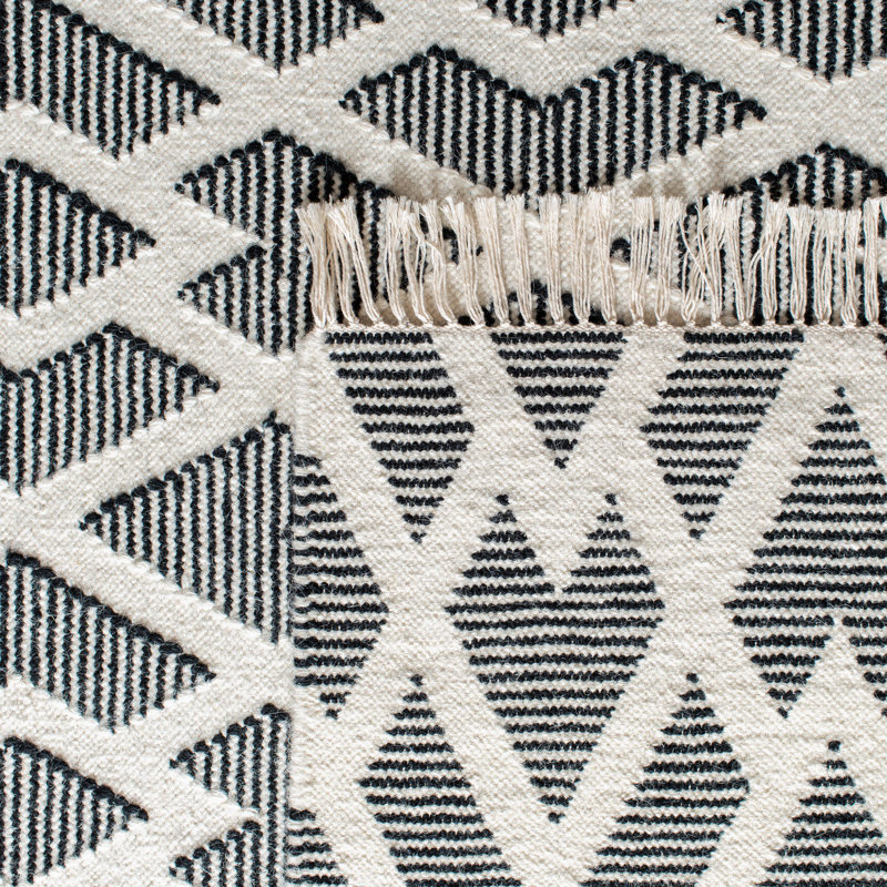 Tapis géométrique en laine tissé à la main Anonyme, Rectangle 4 pi x 6 pi