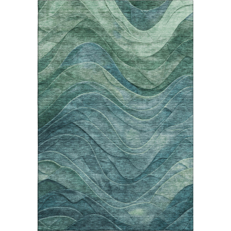 Premium Machine Washable Larock AMF1700 Swirls Rug, Rectangle 8' x 10'