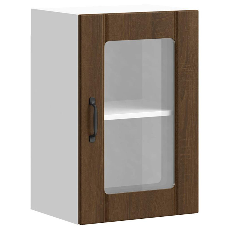 Kitchen Wall Cabinet With Glass Door Lucca, Brown Oak