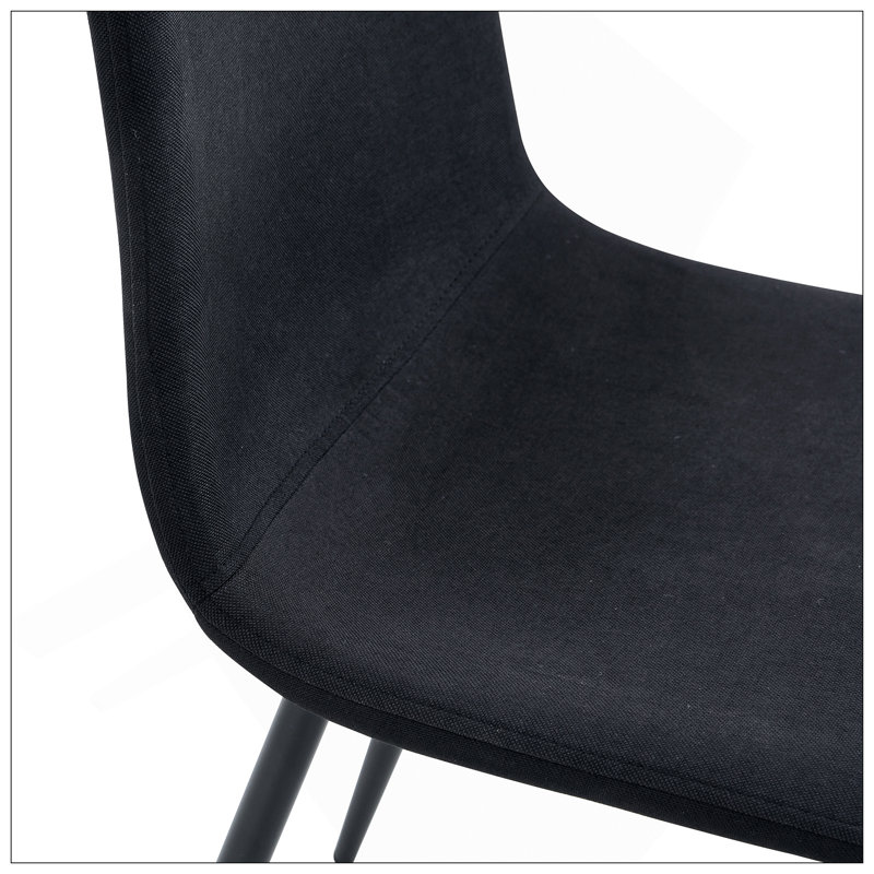 Chaise de luxe simple luxueuse - ensemble de 4 chaises de salle à manger en lin et coton noir à haute résilience avec pieds en métal noir.