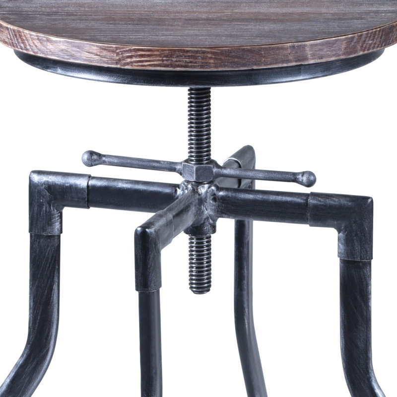 Dylan Swivel Adjustable Height Counter Stool with Metal Frame, Grey, Brown