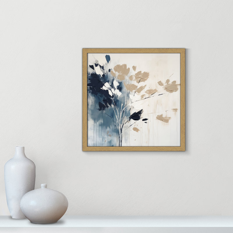 «Bliue Earthly Neutralité I» par Irena Orlov, Grain de bois naturel, L 17 po x H 17 po, Impression encadrée