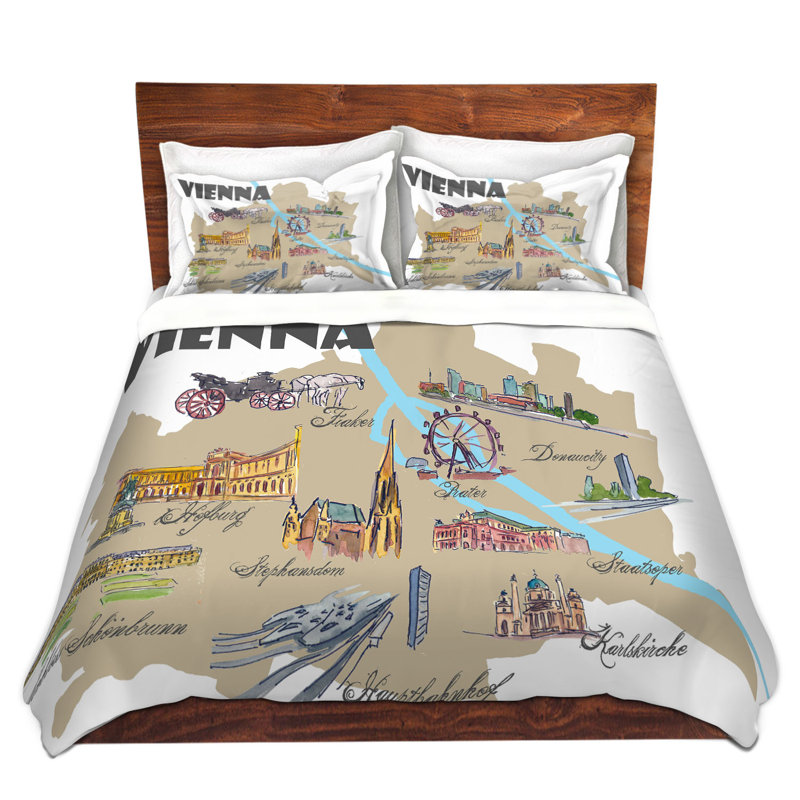 Ensemble de housse de couette touristique vienne, 1 housse de couette grand + 2 taies standards