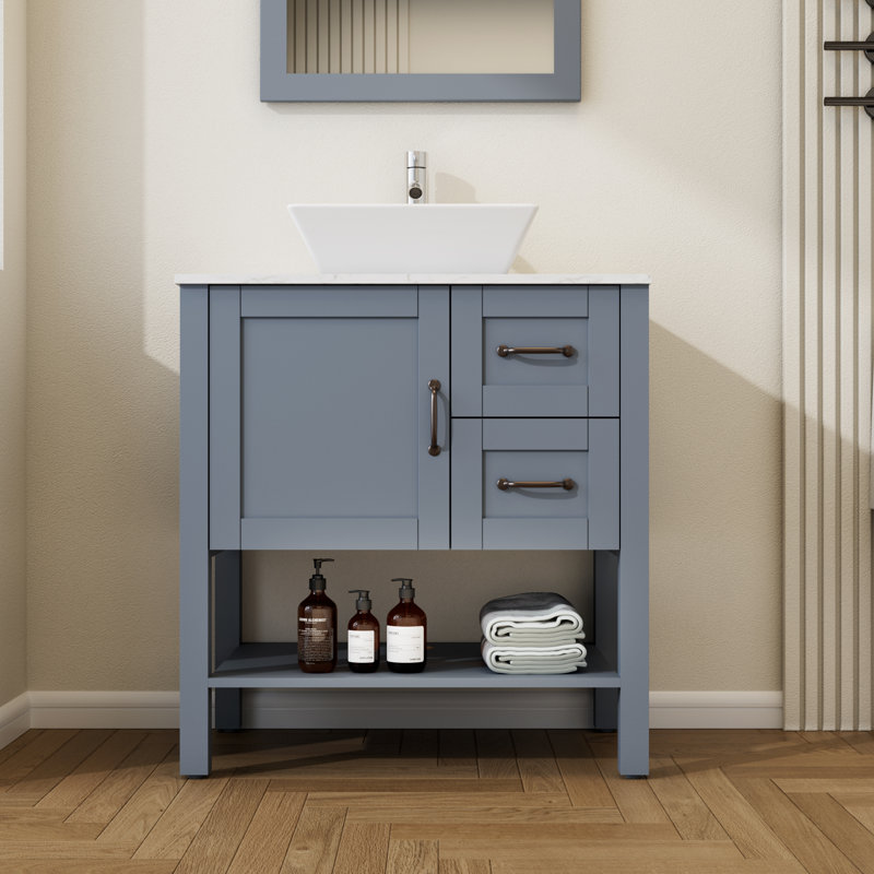 Mitlesh 30'' Single Bathroom Vanity with Engineered Marble Top