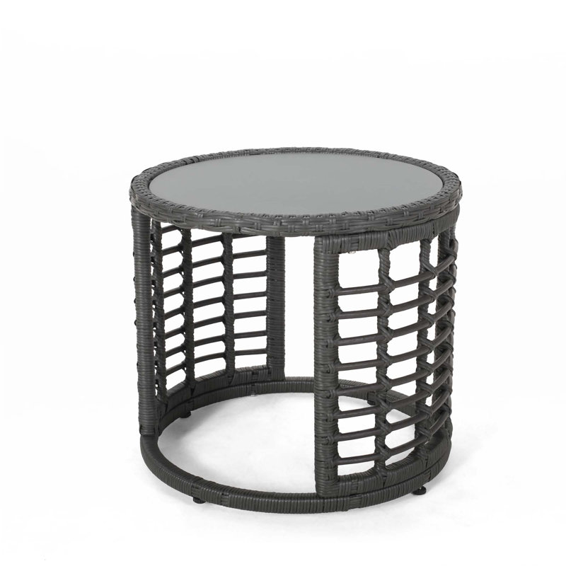 Taranto Round Metal Outdoor Side Table , 18.25'' in. W 18.25'' in. D, Gray