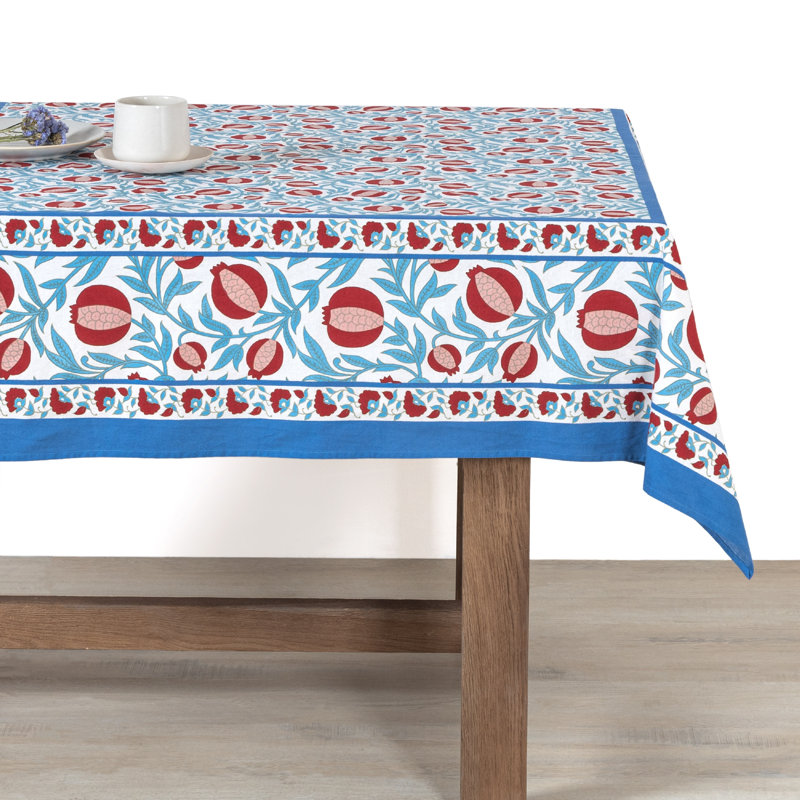 Grenadine Handmade Floral Tablecloth, 128" x 71"